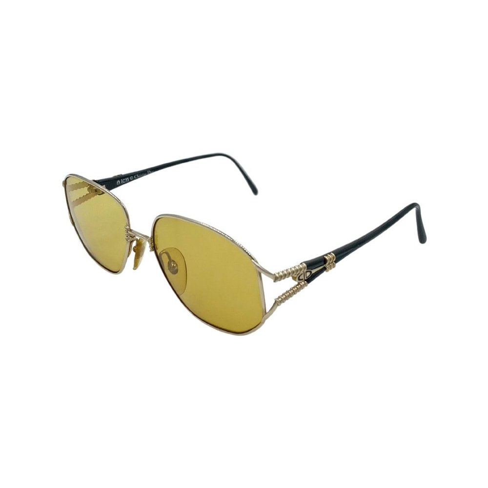 80's 90's CHRISTIAN DIOR Sunglasses Eyewear Gold Metal Frames Green Lens